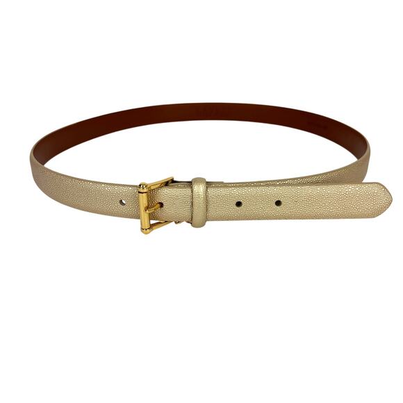 Lauren Ralph Lauren Gold metallic leather belt Large 1\